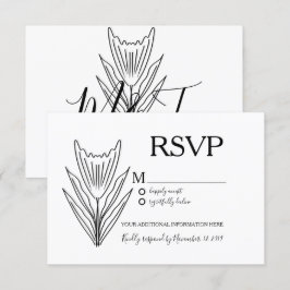 Minimalistische Botany Floral Line Art Wedding RSV Einladung