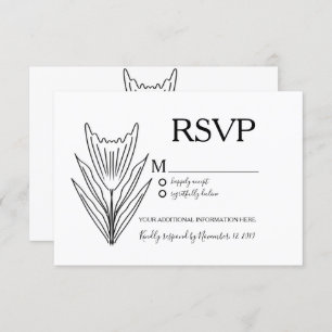 Minimalistische Botany Floral Line Art Wedding RSV Einladung