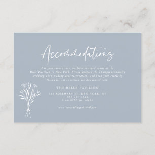 Minimalistische Bouquet Dusty Blue Unterkünfte Begleitkarte