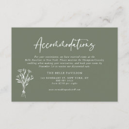 Minimalistische Bouquet Taupe Grüne Unterkünfte Begleitkarte