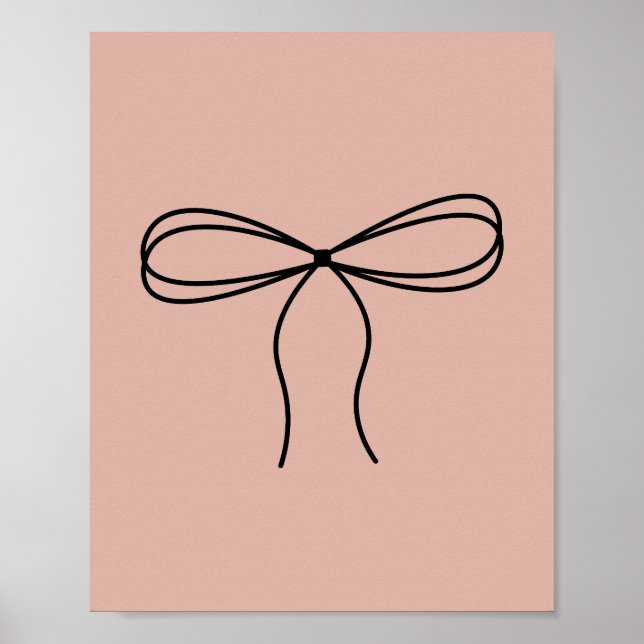 Minimalistische Bow Line Art auf Peach Poster (Vorne)