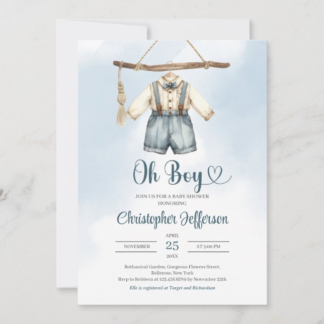 Minimalistische Boy Formal Outfit Kleidung Kinderd Einladung (Vorderseite)