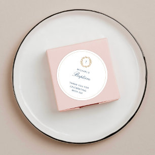 Minimalistische Boy Taufe Christening Golden Kranz Runder Aufkleber