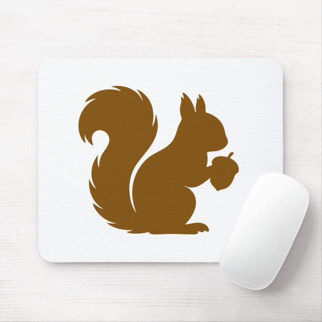 Minimalistische braune Eichhörnchen-Silhouette Mousepad (Mit Mouse)