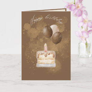 Minimalistische braune Happy-Birthday-Grußkarte Karte