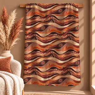 Minimalistische braune Kupfer-Abstract-Sonne-Boho- Fleecedecke