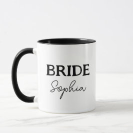 Minimalistische Braut Schwarz Und Weiß Name Tasse