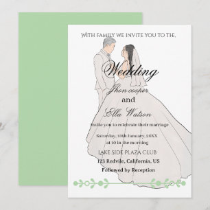 Minimalistische Braut-und Bräutigam-Hochzeitsillus Einladung