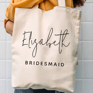 Minimalistische Brautjungfer Schrift personalisier Tragetasche