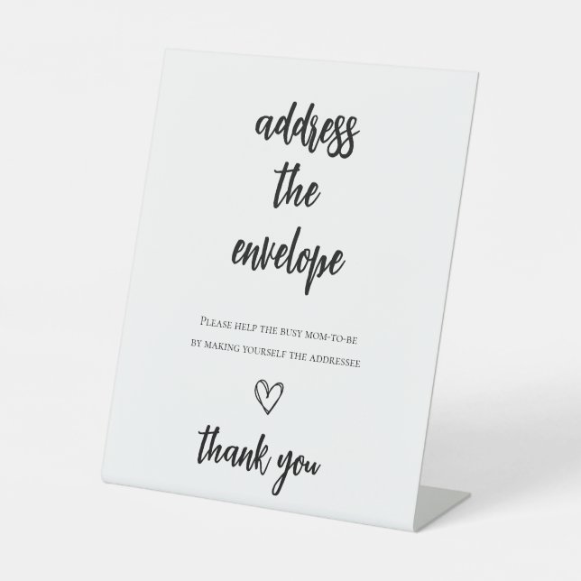 Minimalistische Brautparty-Adresse des Umschlags-Z Sockelschild (Vorderseite)