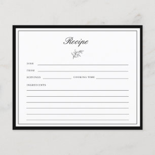 Minimalistische Brautparty-Rezept-Karte