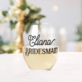 Minimalistische Bridesmaid oder Trauzeugin Weinglas Ohne Stiel