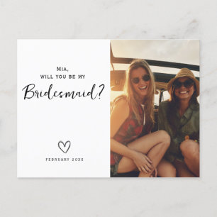 Minimalistische Bridesmaid-Vorschlag frage Postkar Postkarte