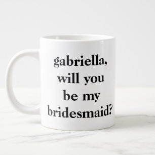 Minimalistische Bridesmaid-Vorschlag Schwarz Perso Jumbo-Tasse