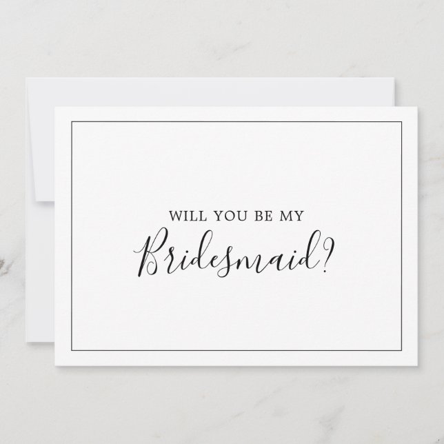 Minimalistische Bridesmaid-Vorschlagskarte Einladung (Vorderseite)