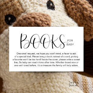 Minimalistische Bücher für Baby Shower Schwarz und Begleitkarte