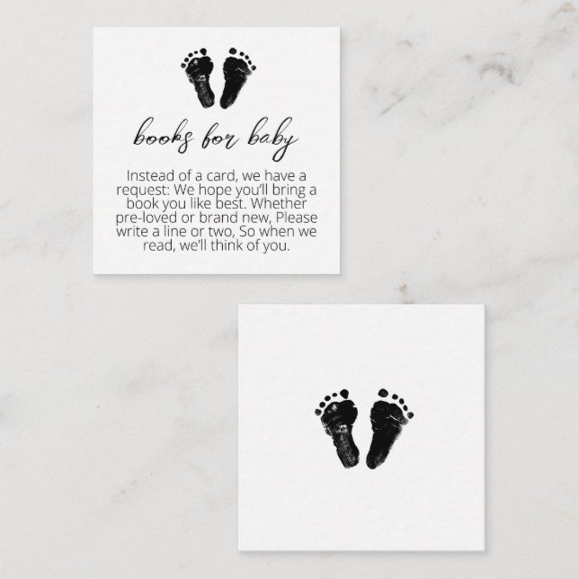 Minimalistische Bücher für Babydusche Begleitkarte (Vorne/Hinten)