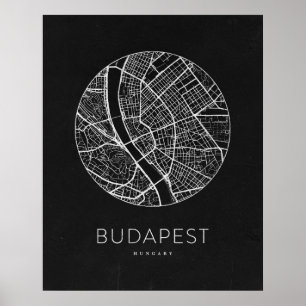 Minimalistische Budapest Stadtkarte Poster