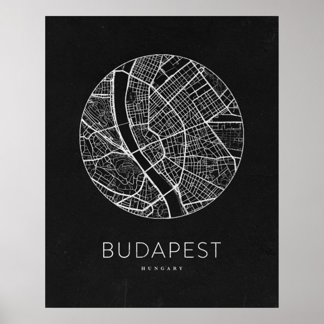 Minimalistische Budapest Stadtkarte Poster (Vorne)