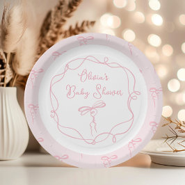 Minimalistische Bugrosa, moderne Babydusche Pappteller