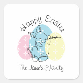 Minimalistische Bunny Line Art Ostereier Frühjahr Quadratischer Aufkleber