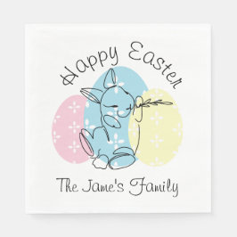 Minimalistische Bunny Line Art Ostereier Frühjahr Serviette