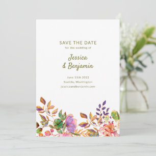 Minimalistische bunte Wasserfarben-Blumen-Hochzeit Save The Date