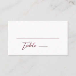 Minimalistische Burgundy Red & White Simple Weddin Platzkarte