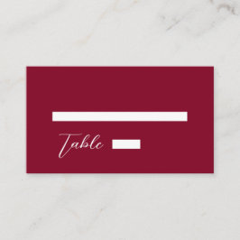 Minimalistische Burgundy Red & White Simple Weddin Platzkarte