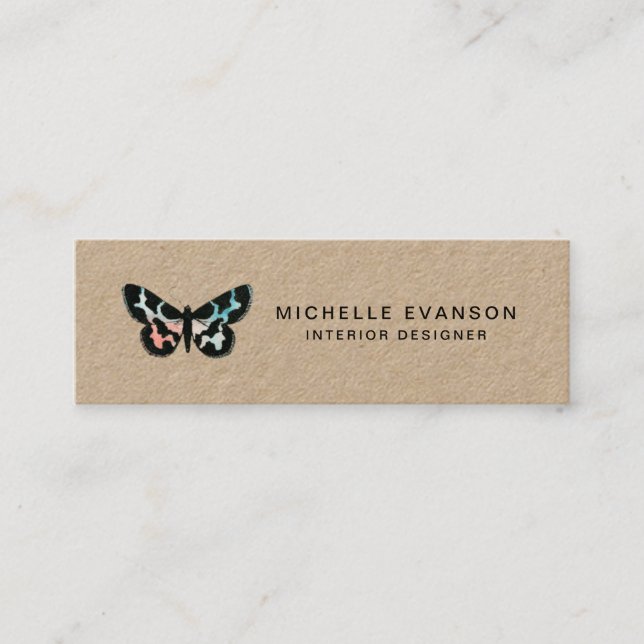 Minimalistische Butterfly-Logo-Kraft Mini Visitenkarte (Vorderseite)
