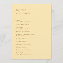 Minimalistische Buttergelbe Moderne Hochzeit Programm