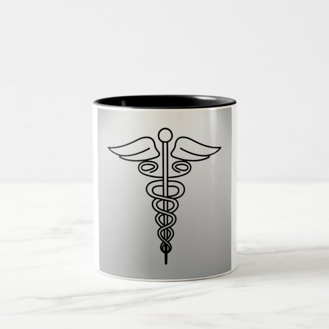 Minimalistische Caduceus Tasse: Sip with Style Zweifarbige Tasse (Mittel)