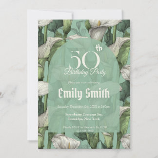 Minimalistische Call Lilien Charme Happy Birthday Einladung