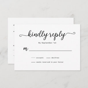 Minimalistische Calligrafy Wedding RSVP Card