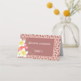 Minimalistische Candlelight Peach Floral Wedding Platzkarte