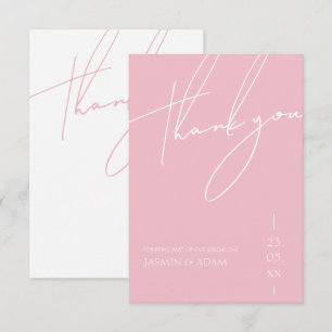 Minimalistische Candy Pink Script Typografy Weddin Dankeskarte