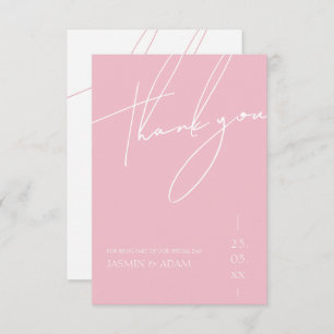 Minimalistische Candy Pink Script Typografy Weddin Dankeskarte