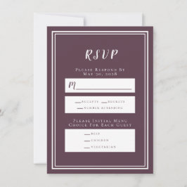 Minimalistische Cassis Lila Wedding RSVP Menu Card