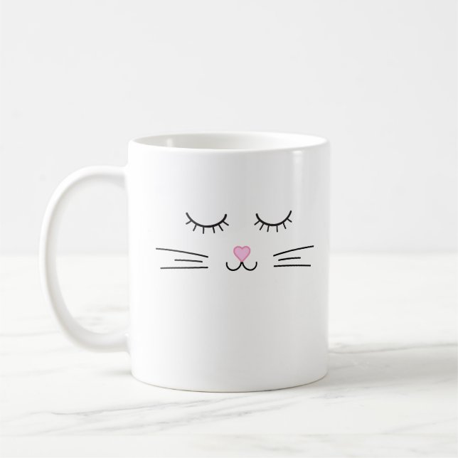 Minimalistische Cat-Face-Tasse Kaffeetasse (Links)