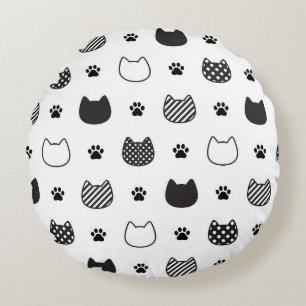 Minimalistische Cat Faces Rundes Kissen