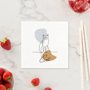 Minimalistische Cat Line Art Napkins Serviette