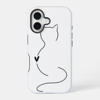 Minimalistische Cat Line Art Phone Case - Niedlich iPhone 16 Hülle