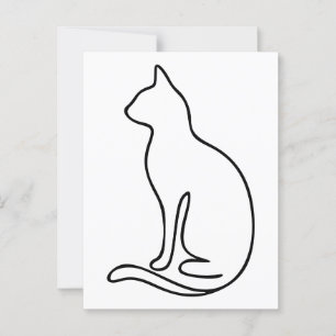 Minimalistische Cat Line Art - Schwarze Kontur Sil Postkarte