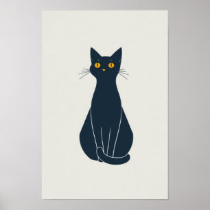 Minimalistische Cat Line Kunst, Dichtung und Musik Poster