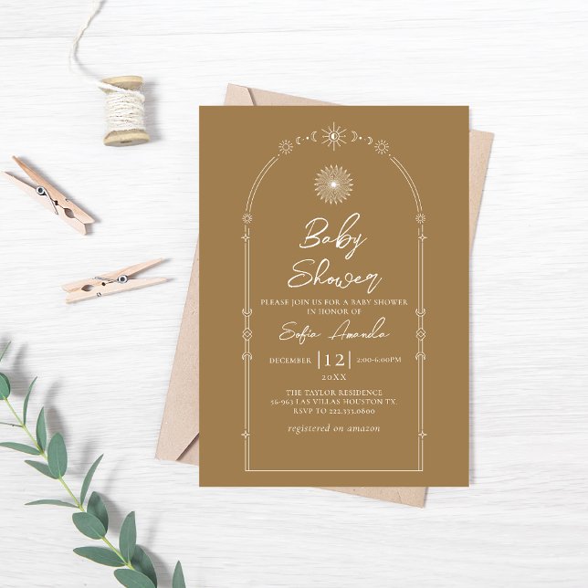 Minimalistische Celestial Monoline Mandala Babydus Einladung (Von Creator hochgeladen)