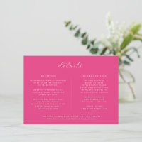 Minimalistische Cerise Pink Wedding Details Card