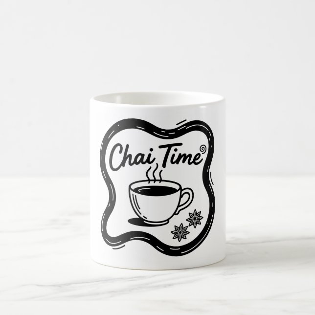 Minimalistische Chai-Time-Typografie-Kunst Kaffeetasse (Mittel)