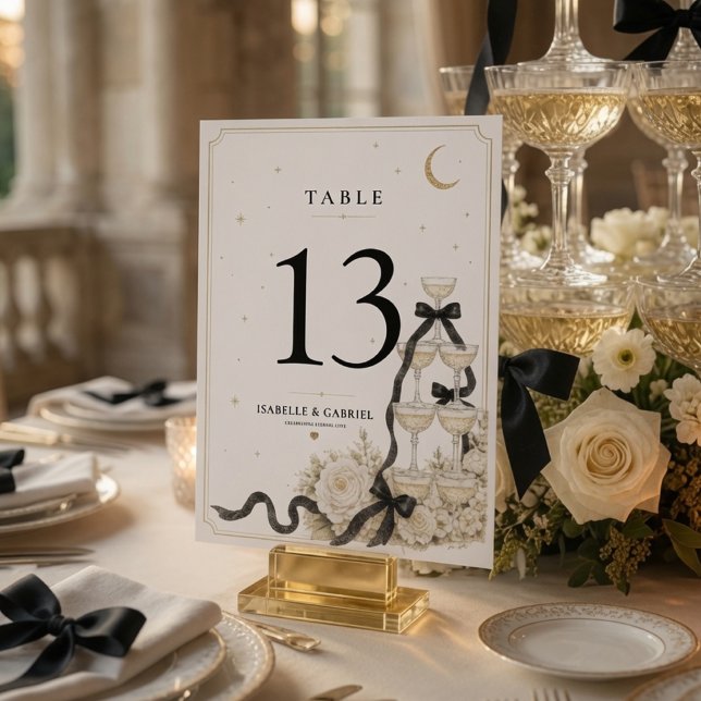 Minimalistische Champagner-Turm-Hochzeit  Tischnummer (Von Creator hochgeladen)
