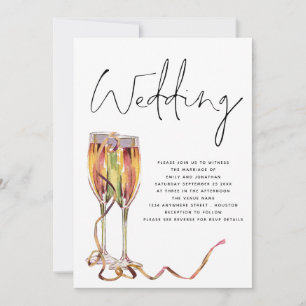 Minimalistische Champagnerflöten Hochzeit Einladung