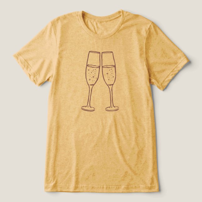 Minimalistische Champagnergläser mit Forever-Text Tri-Blend Shirt (Design Vorderseite)